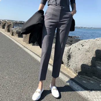 

Women's style work and leisure design points suit pants 2020 new straight feet high waist slim large size Harem pants