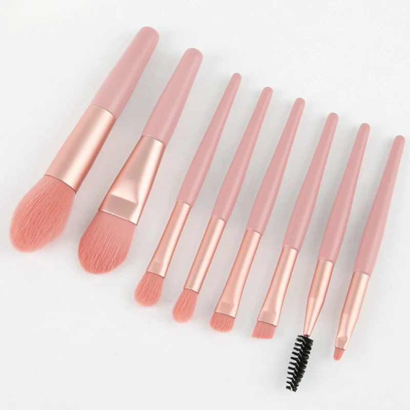 8pcs Makeup Brushes Set Foundation Brush Loose Powder Brush Eyeshadow Eyebrow Eyelash Brush Kit Professional Makeup Tools - Handle Color: A