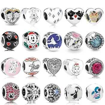 

Original 925 Sterling Silver Cartoon Mouse Lion Charm Beads with Original Engraving Suitable for DIY Bracelet Free Shipping