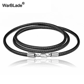 

3pcs/lots 40-80cm 1-3mm Leather Cord Necklace Cord Wax Rope Stainless Steel Lobster Clasp Connector Chain Men Women DIY Jewelry