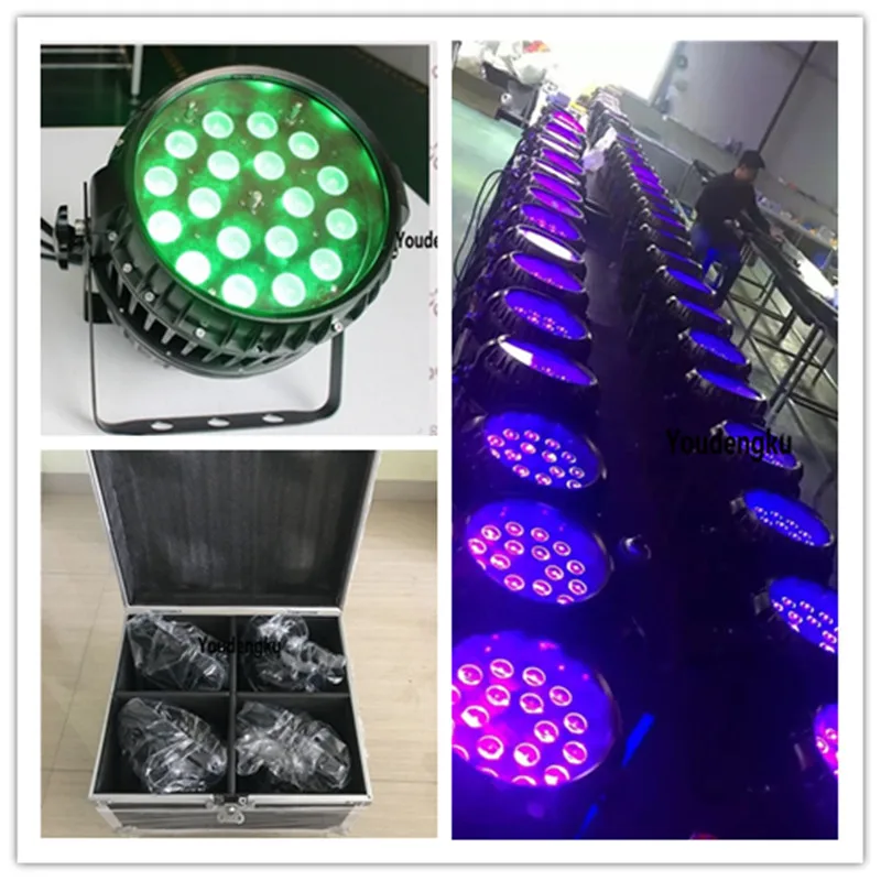 

4pcs with roadcase LED Outdoor par 18*18W RGBWA UV 6in1 led waterproof par light with zoom ip65 led par light