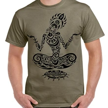 Племенной Йога Лотос поза татуировки большой печати Мужская футболка