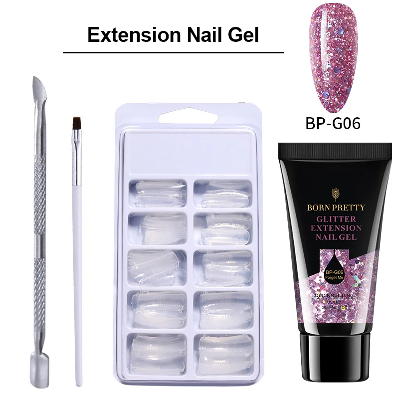 BORN PRETTY Extension Nail Gel Kit Shining Glitter Acrylic UV Art Extesnion Varnish Set All For Manicure | Красота и здоровье