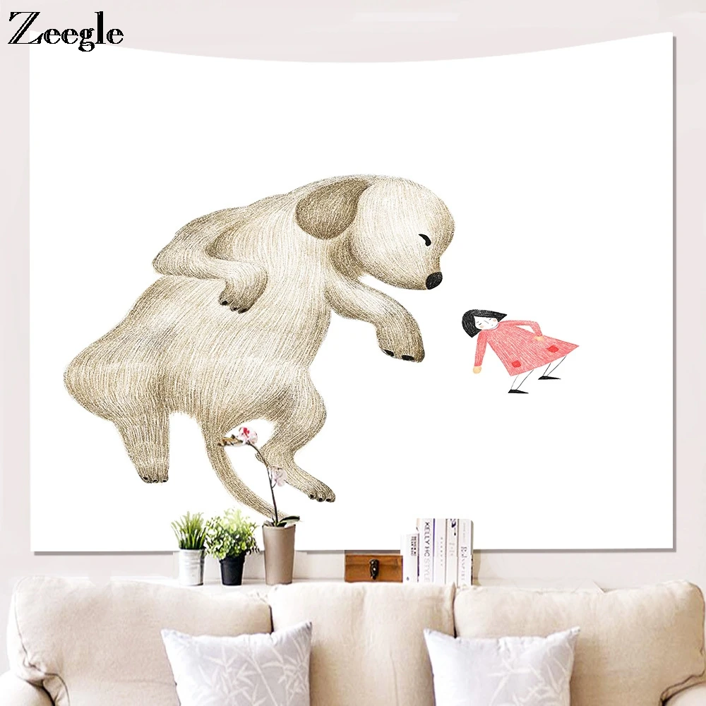 Zeegle Wapiti Tapestry Creative Wall Hanging Polyester Beach Towel Barbecue mat Living Room Decor Blanket Office Tapestry
