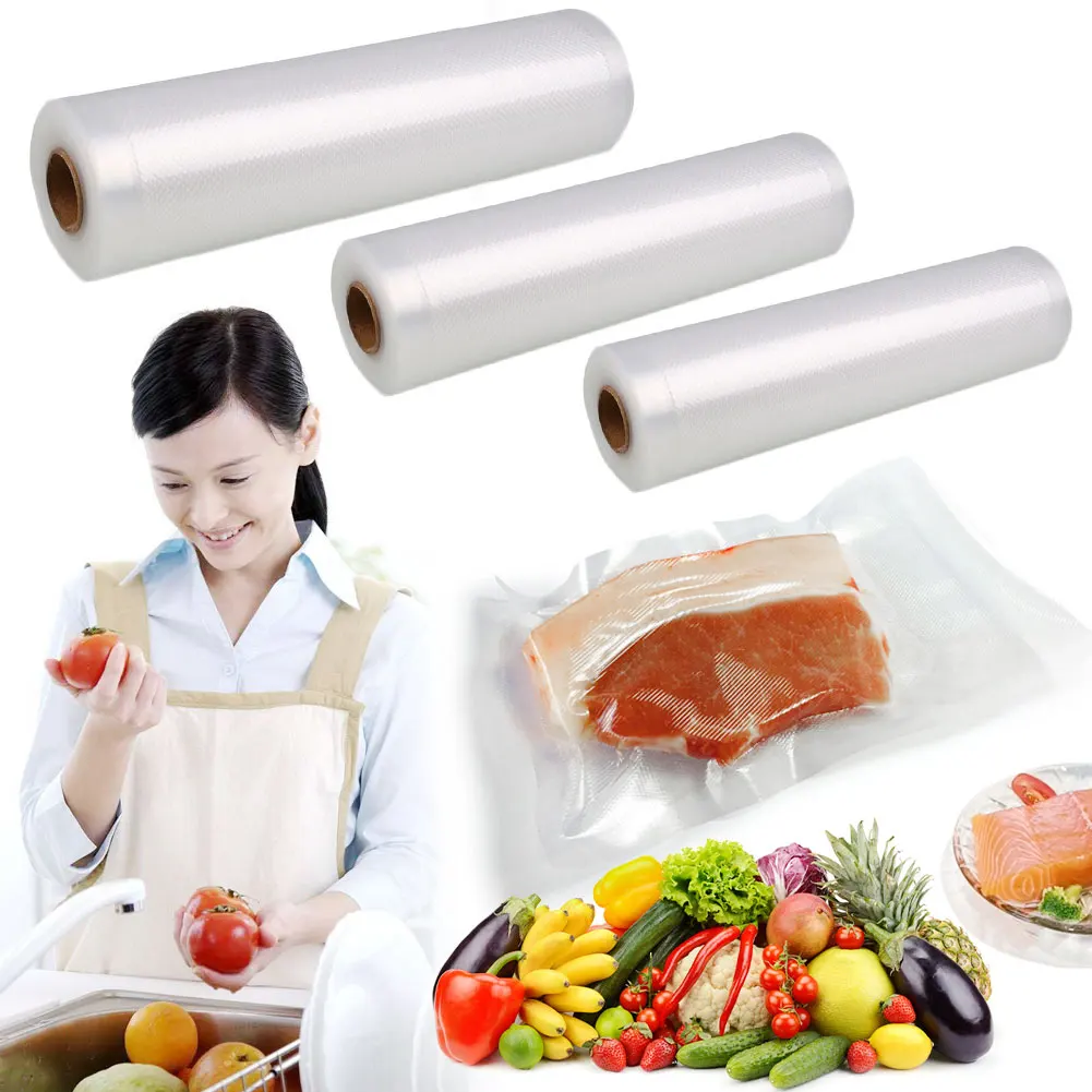 Мешки с резьбой, упаковщик, пакер для пищевых продуктов, вакуумный упаковщик, пакеты, упаковочные пакеты, пакеты для пищевых продуктов, свежие пакеты, 3 размера, многоразовые хранители, " X15'/8" X15'/1" X15' рулонов