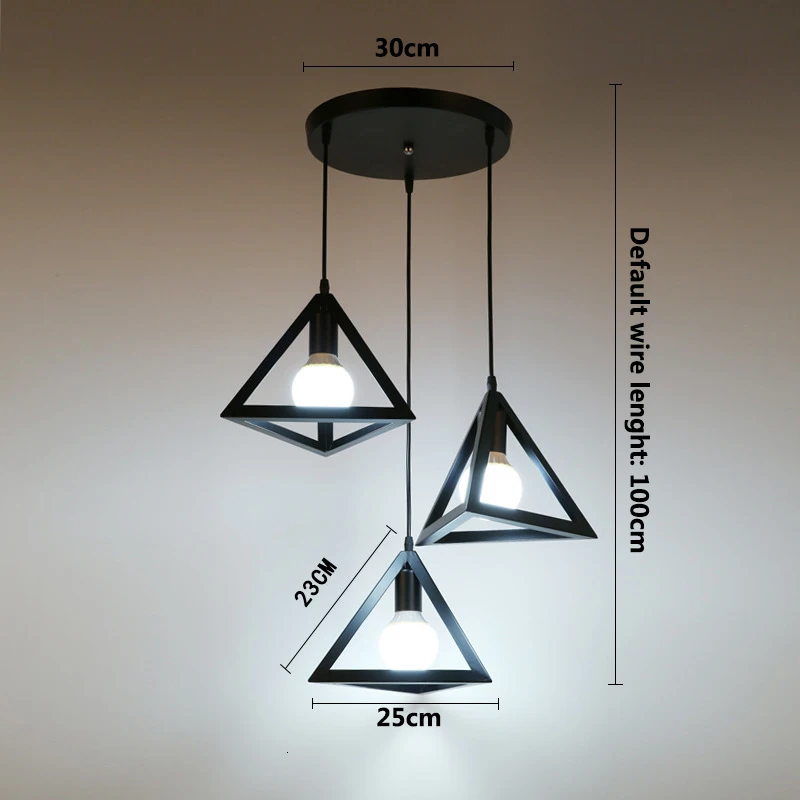 Винтаж 3 головы сочетание черный Кованое железо подвесной светильник E27 220V 110V свет для кухни гостиной спальни коридор, Ресторан