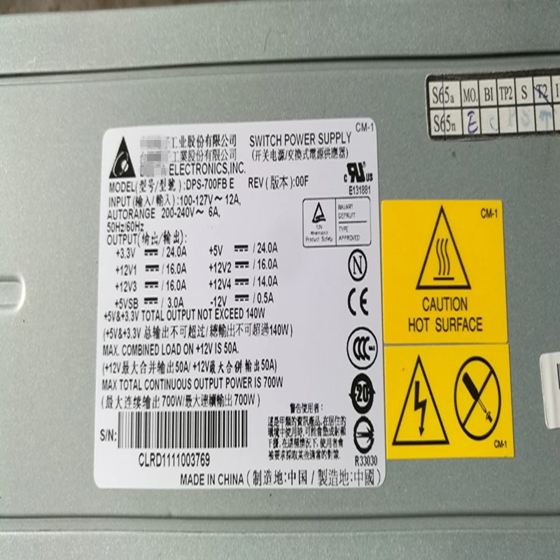 Блок питания для lenovo R350 T350 G7 G6 T280 R280 G3 700W Питание DPS-700FB E