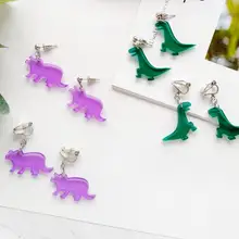 Милый изысканный акриловый динозавр животные серьги-гвоздики для панков вечерние японские серьги для женщин модные ювелирные изделия бижутерия