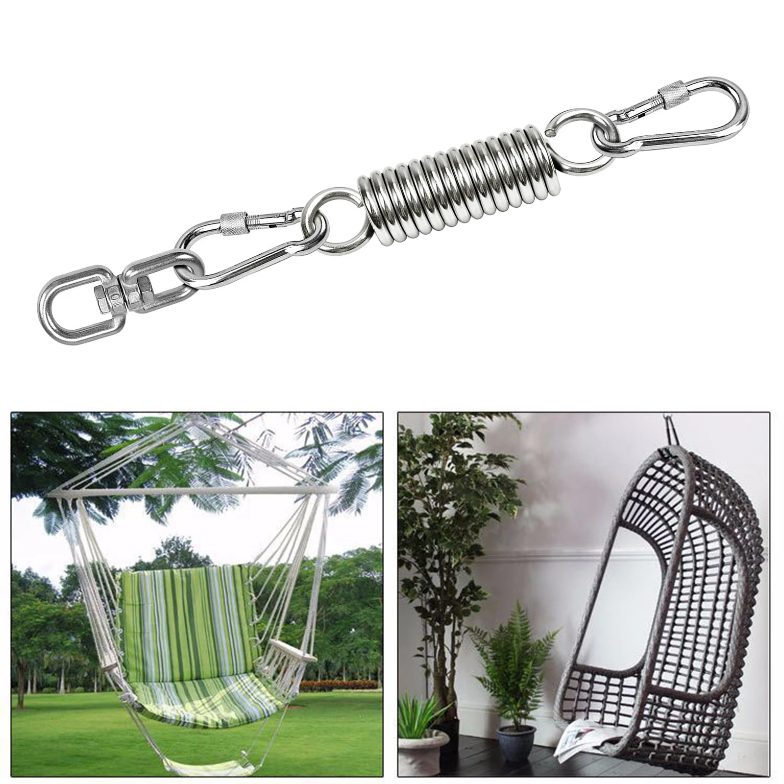 Swing Chair Hammock Spring Snap Carabiner Clips 500LB Capacity Hanging Chair Spring 360 Rotating Hook Kit Hanging Accessories hammock mount