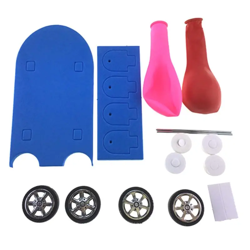awesome  Creative DIY Balloon Power Car Kit Recoil Science Learning Technology Experiment Educational Toys F