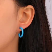 Japan and South Korea Trend Color C-shaped Earrings Fashion Metal Earrings 3 Sets of Three Colors Available