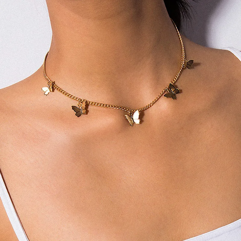 Fashion Choker Necklace Lovely Golden Silver Plated Butterfly Necklace Short Women Summer Holiday Romantic Gift Jewelry Wholesal 1
