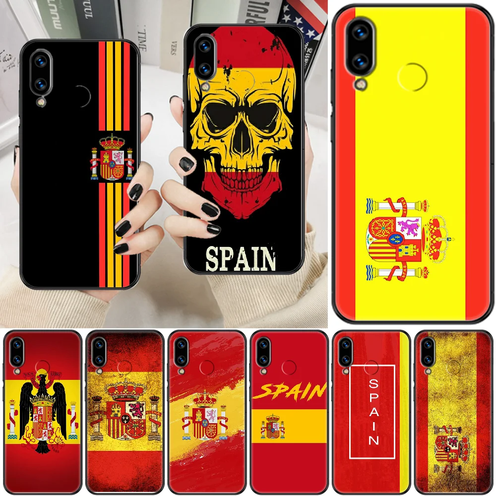 Spain national flag Phone case For Huawei Honor 6 7 8 9 10 10i 20 A C X Lite Pro Play black silicone cover art prime pretty | Мобильные