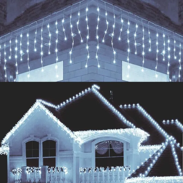 Christmas Decoration 3-20M Street Garland LED Icicle Curtain  Indoor Outdoor christmas lights Garden House Window Home Decor white