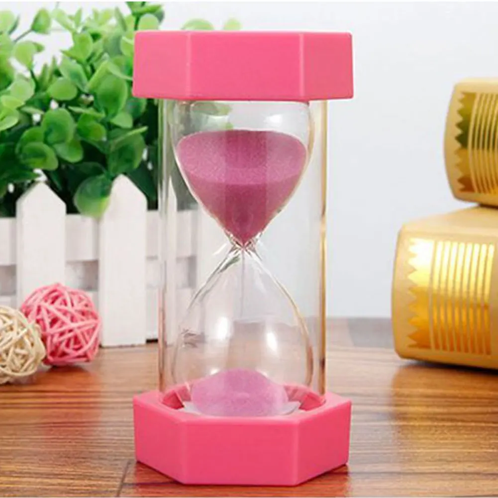 Шестиугольная игра, кухонный таймер, песочные часы, обои для рабочего стола, подарок для детей, бытовой песочный таймер, песочные часы 5/10/15/мин - Цвет: Pink