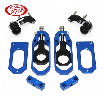 

Aluminum CNC motorcycle Chain Tensioner Adjuster kit for Yamaha R6 YZF-R6 06-16 Blue Chain Catena Adjuster with Paddock Bobbins
