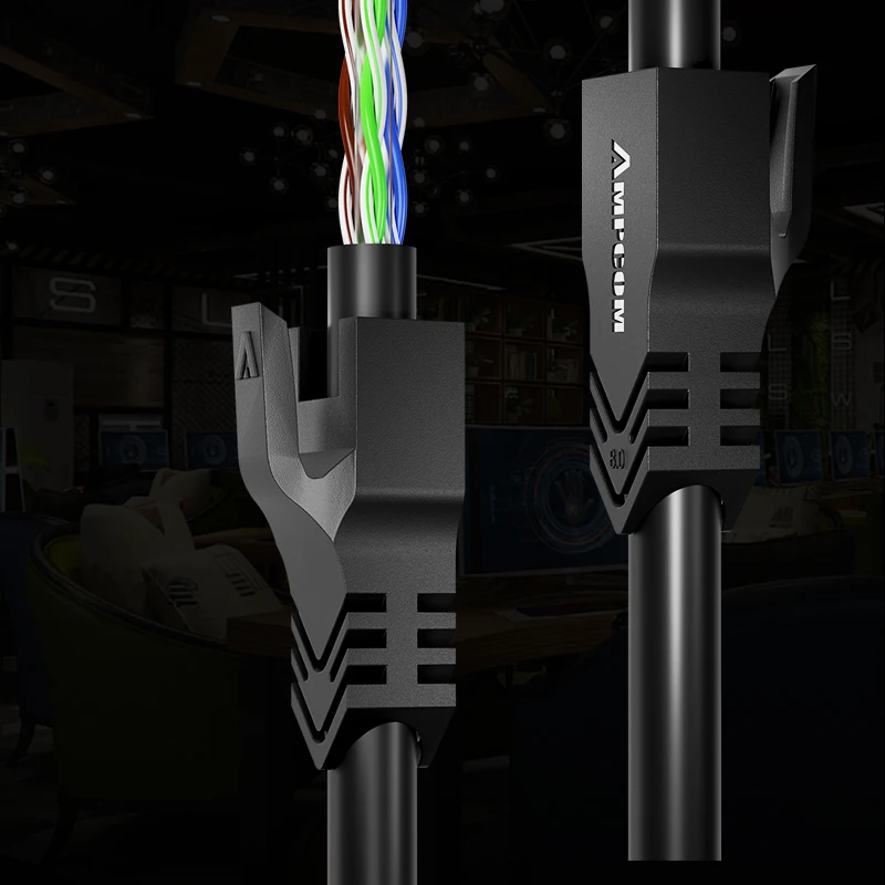 Cabo de Rede Ethernet Ampcom Botas de Alívio de Tensão Cabo Rj45 Conector Plug Cobre 6.5 7.5 8.0 mm para Cat8 Cat7 Cat6a Cat6 Cat5e - Imagem 5