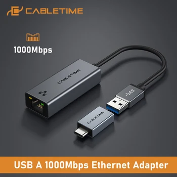 

CABLETIME USB Ethernet LAN RJ45 Adapter Network Card 1000Mbps for Nintendo Switch Laptop Dell USB Adapter C358