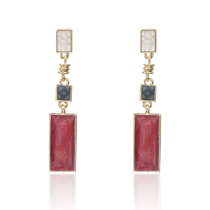 2020 Brincos Pendientes Earing Korea-это маленькие и чистые прямоугольные серьги квадратные
