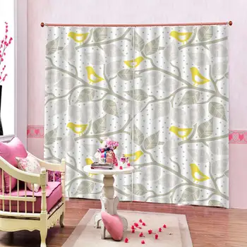 

grey curtains Luxury Blackout 3D Window Curtains For Living Room Bedroom Customized size leaf curtain