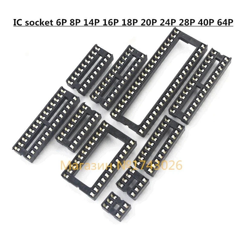 High Quality 64pcs/lot Dip Ic Sockets Adaptor Solder Type Socket Kit