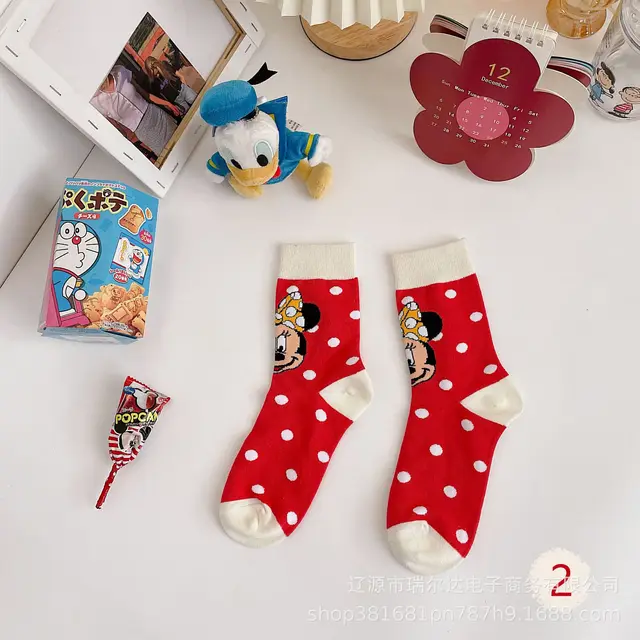 1 pair The New Disney Anime figure Summer Mickey Minnie mouse tube socks Cartoon casual xxx boy and girls Princess socks min 2