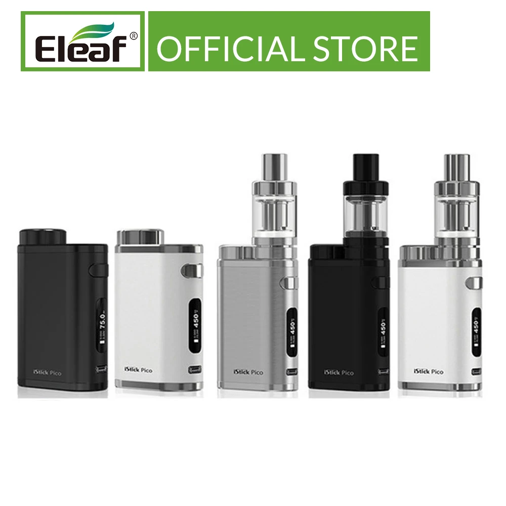 Billige [RU FR ES] Original Eleaf iStick Pico Mod iStick Pico 75W Kit Mit MELO III Mini Zerstäuber Box Mod in EC Kopf 2ml Melo 3 E Cig