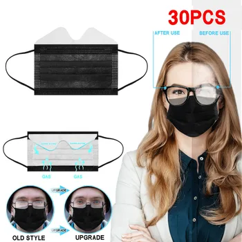 

20/30pcs Adult Black Disposable Three Layer Non-woven And Windprood Breathable Cover Fashion Large Stock Send Fast Dropshipping