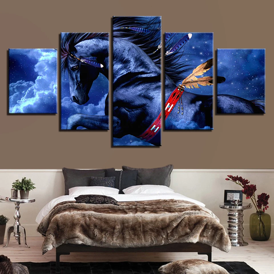 Animal Print Horse Dog Cat Lion Bear Canvas Paintings Poster Wall 5 Panel Home Decorations Living Room Abstract 15 | Дом и сад