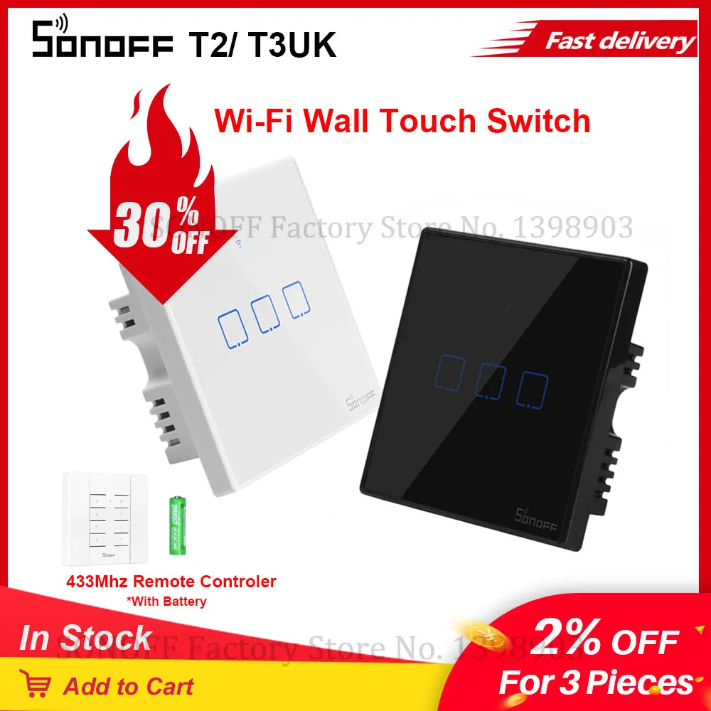 Умный сенсорный выключатель Itead SONOFF TX T2/T3 Wi-Fi настенный света голосовое