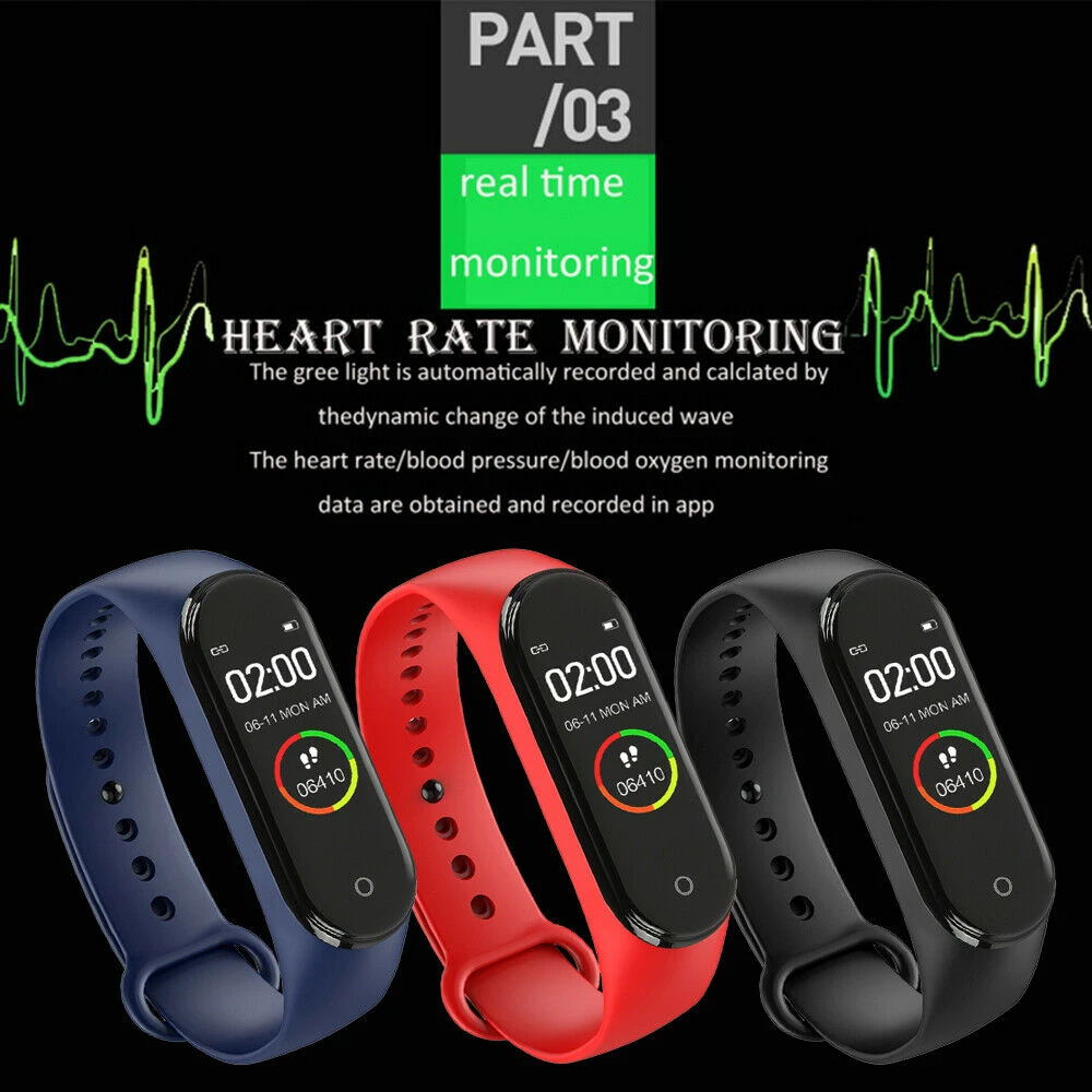 M4 смарт-Браслет Водонепроницаемый фитнес-трекер часы спортивный браслет монитор сердечного ритма кровяное давление Smartband напульсники для Xiaomi
