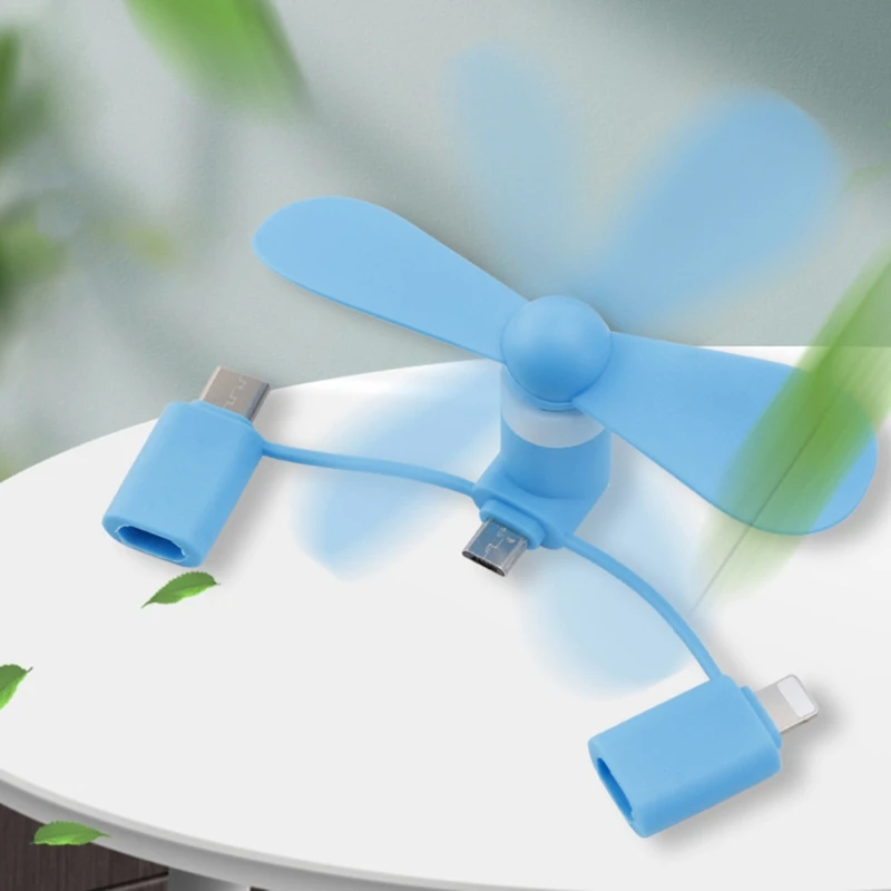 3-In-1 Mini Mobile Phone Fan Portable Ponsel Fan Hemat Energi Tak Bersuara Kreatif USB Kipas Kecil untuk perjalanan Luar Ruangan Kantor