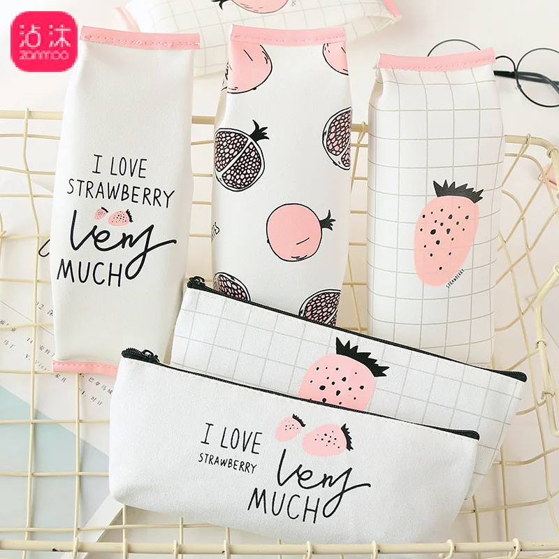 

0419 Stationery Creative Whisper Simple Men And Women Students Pencil Case Canvas Hide Substance Large-Volume Pencil Box PVC Har