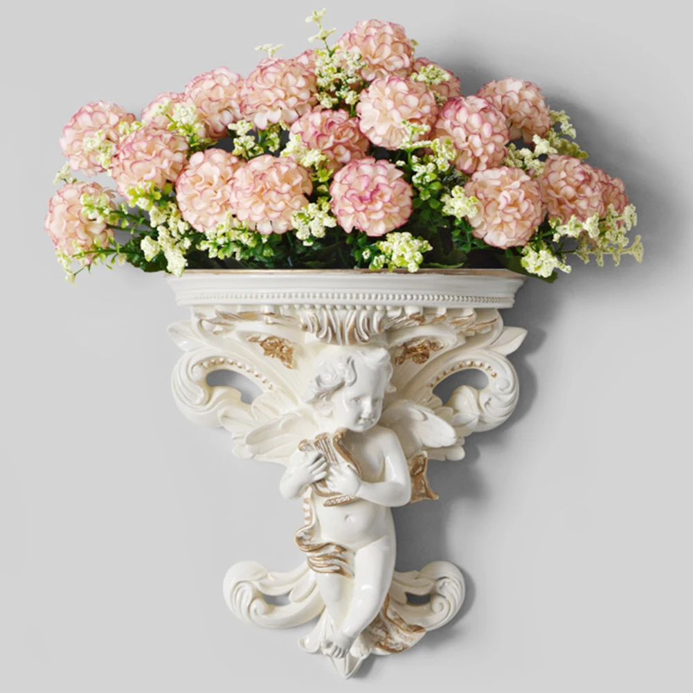 

Art Flower Pot Crafts Corbel Plaster Wall Hanging Shelf Rococo Stereoscopic Home Decoration Angel Shape Garden Cupid Living Room