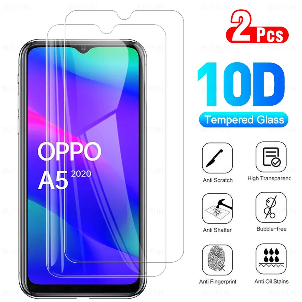 2Pcs Explosion-Proof Tempered Glass For Oppo A5 2020 A5S Screen Protector For Oppo cell phone Safety Protective Film On A 5 S 5S