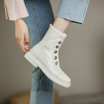 

2020 winter soft-soled women's boots casual short badge boots plus velvet warm flat shoes zapatos para mujer flat shoes