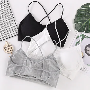 

new woman's underwear seamless cross breast-wrapped one-piece anti-light bra vest sports underwear female Fitness vest top
