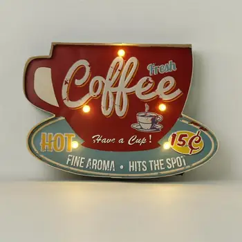

1Pc Wall-Mounted LED Plaque Factory Style Wall Lamp Wall Decoration For Cafe For Coffee Houses (Dark Red)
