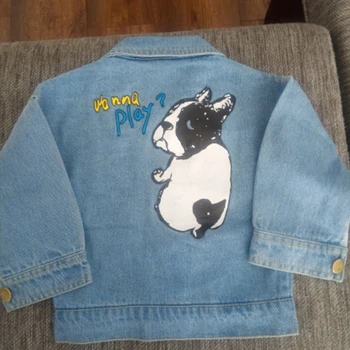 

baby boys and girls denim jacket 1-9 years old kids denim jacket spring autumn Printed cartoon dog baby girl coat kids jacket