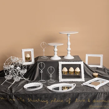 

White High Feet Cake Stands Set Cupcakes Cake Plates for Wedding Birthday Shower Party Dessert Table Decoration Tableware Dinner