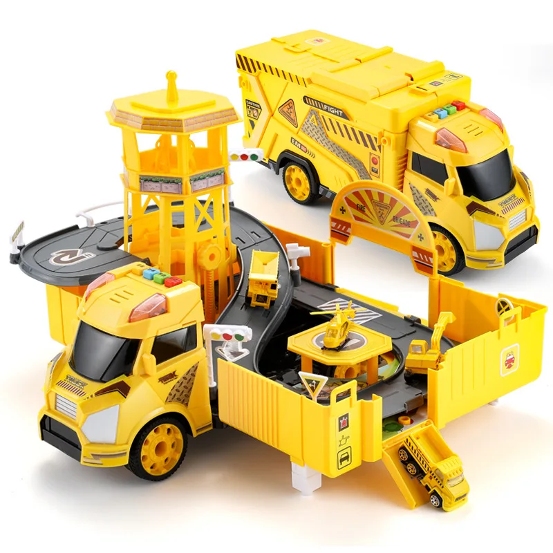 

Large Size Police Car Transformation Toy Large Size Transformation Truck Parking Lot Boy Educational Camera Track Alloy Car Truc