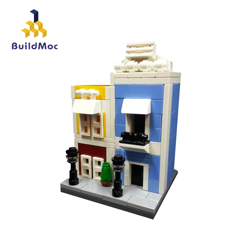 Buildmoc 8054 старый Сан-Хуан мини модульный вид строительные блоки гамбургер магазин