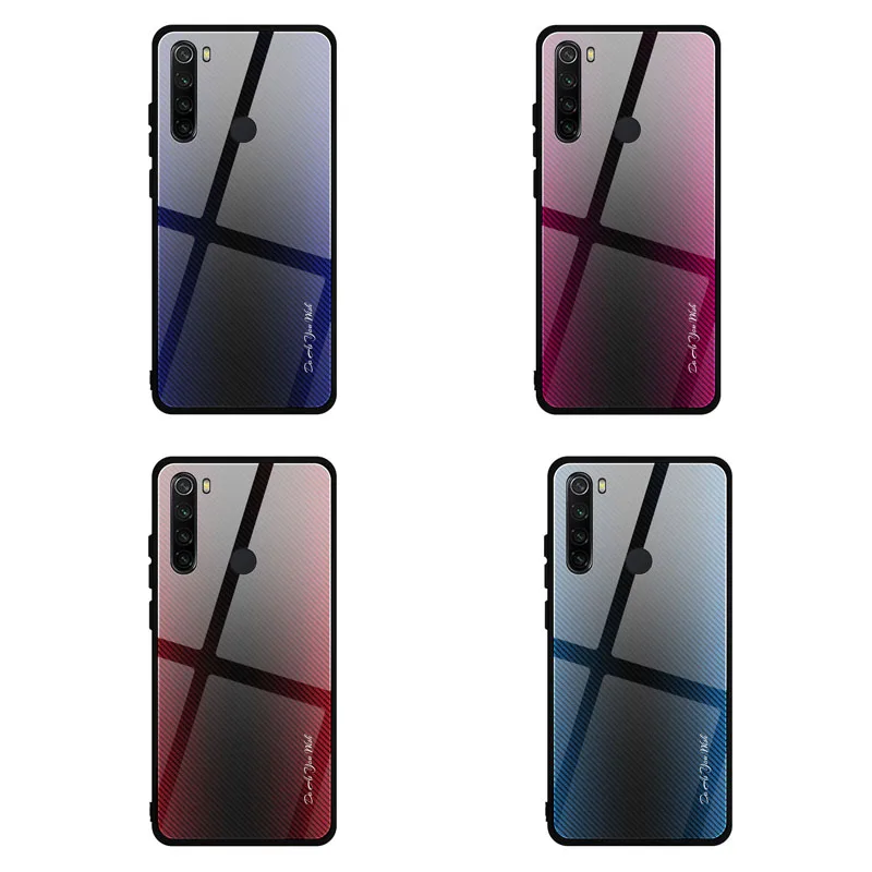 Чехол для XiaoMi RedMi Note 8 модный в полоску градиентный гладкий зеркальный закаленное