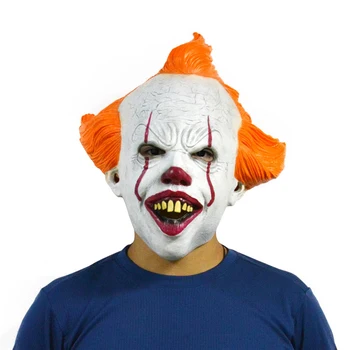 

New Halloween Horror Mask Headgear Pennywise Steven Golden Clown Latex Mask Scary Full Face Mask Party Cosplay Dress Up Props