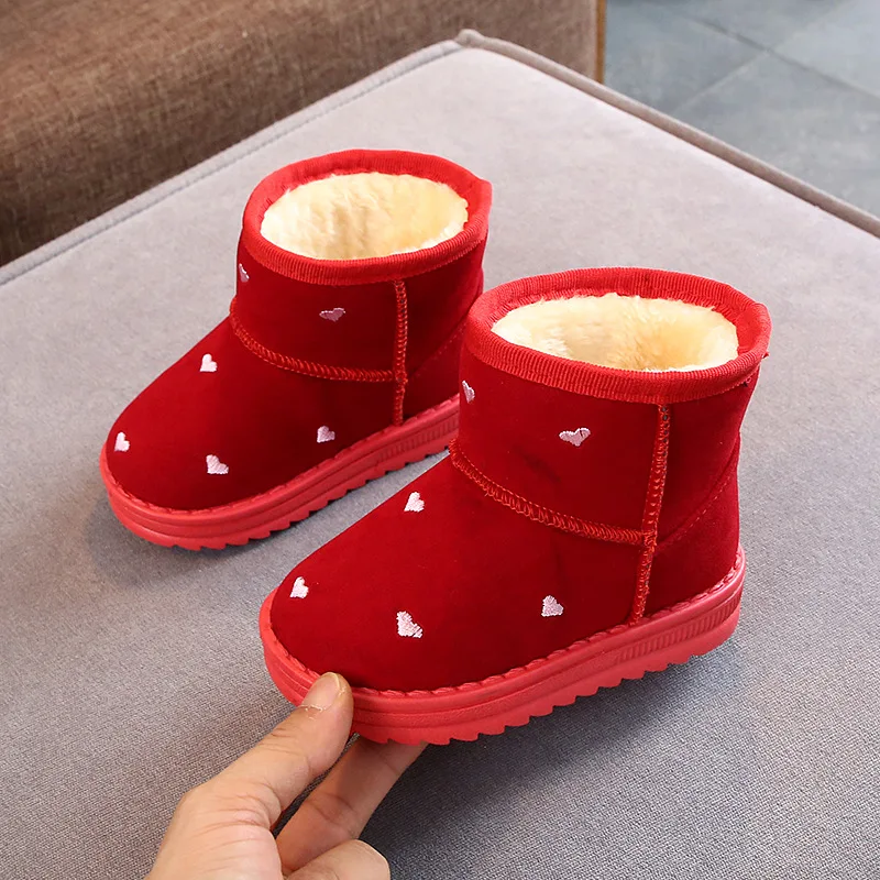 Non slip Flat Round Toe Girls Baby Lovely Boots Warm Kids Snow Boots