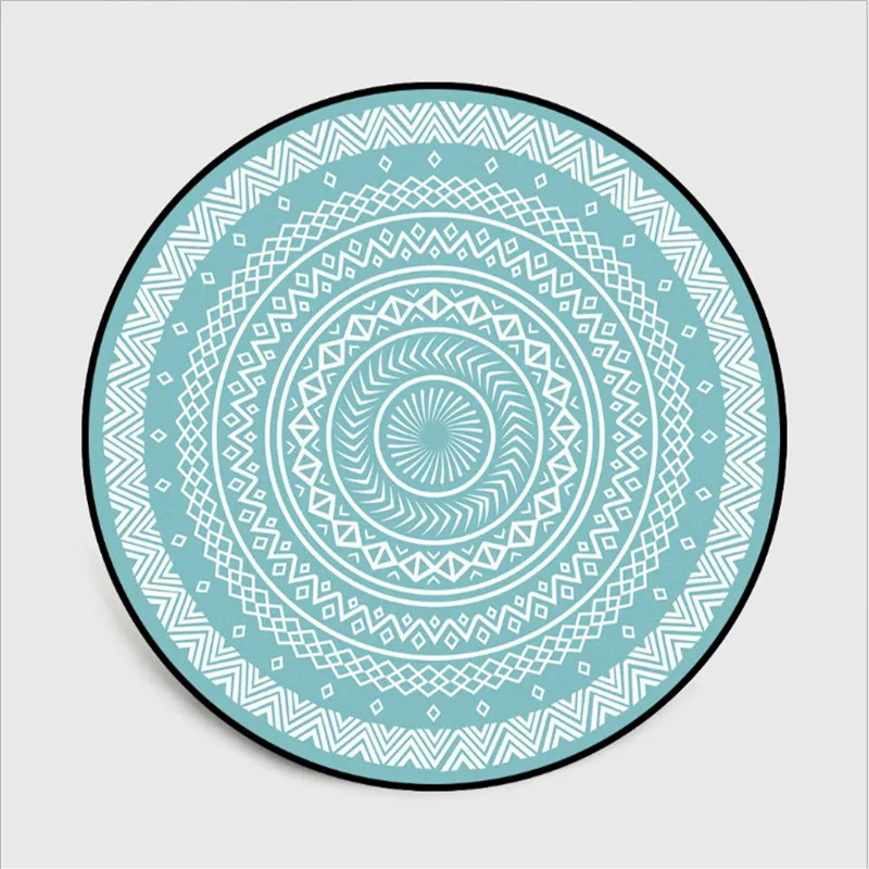 

Home Round Carpet Light Green Ethnic Geometric Carpets for Living Room Anti-slip Rugs Computer Chair Floor Mat Turkish Carpet
