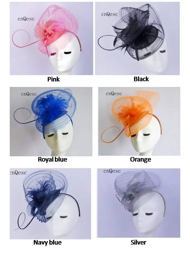 Big Women's Hat Wave Crin Fascinator Feather Hair Accessory W/ Long