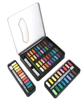  Multicolor Solid Watercolor Paint Set Portable Metal Box With Water Color Brush School Kids Professional Art Supplies 