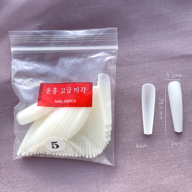 Fake Nails Extend Transparent Ballet Long False Nails Art With Glue UV Press On 50PC Full Cover Tips for Nail Ofessionals