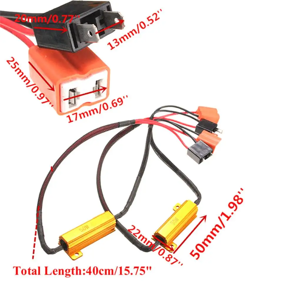 2Pcs H7 50W 6Ω LED decoder car load resistor warning canceller decoder light BH 